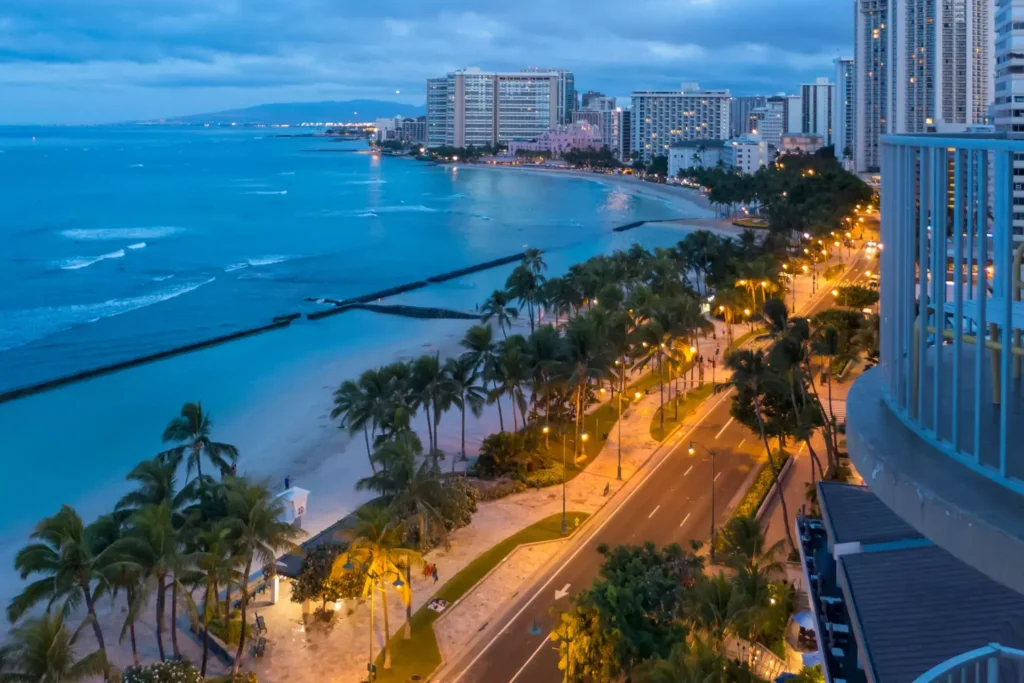 Aerial view of Honolulu, Hawaii, showcasing its stunning skyline, vibrant harbor, and pristine beaches. Discover the top beauty gems in Honolulu with this captivating image.